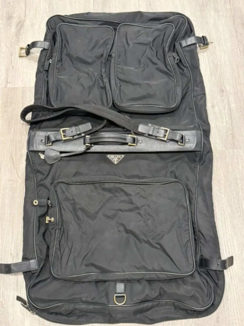 Authentic Prada Viaggio Garment Bag - Black Tessuto & Saffiano Leather - Unisex